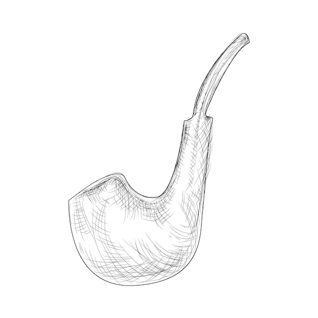 Illustration vectorielle de pipe à fumer monochrome dessinés à la main