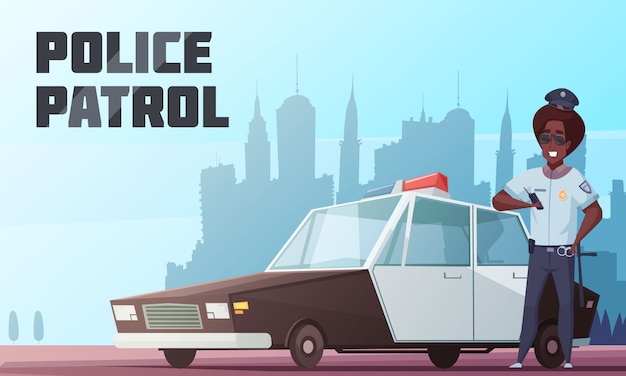 Vecteur gratuit illustration vectorielle de police patrouille