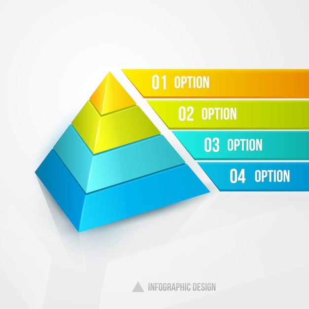 Vecteur gratuit illustration vectorielle de pyramide infographie design isolé sur blanc