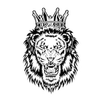 Vecteur gratuit illustration vectorielle de roi lion. tête d'animal mâle rugissant en colère avec crinière et couronne royale