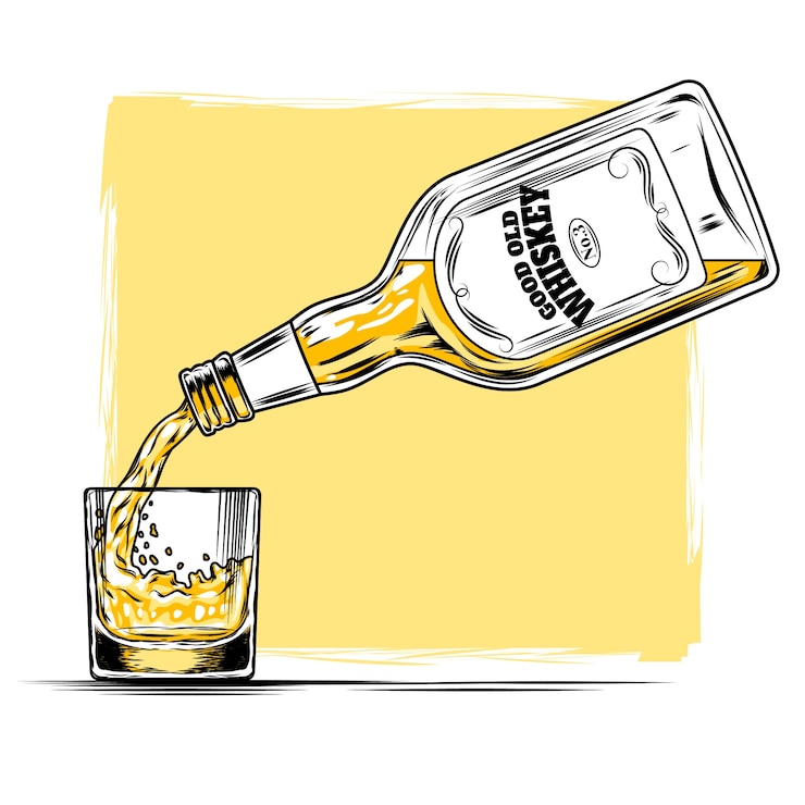 Vecteur gratuit illustration vectorielle de whisky et de verre