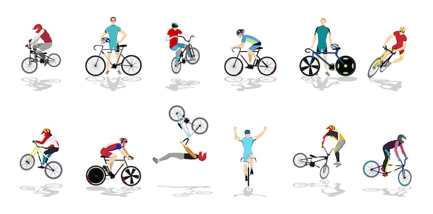 Vecteur gratuit illustration de vélo d'équitation course et championnat bmx et montagnes