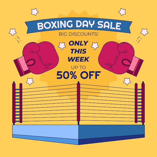 Vecteur gratuit illustration de vente de boxe dessinée à la main