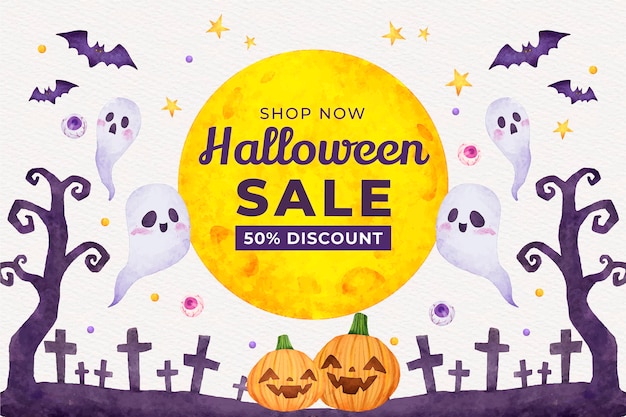 Illustration de vente halloween aquarelle