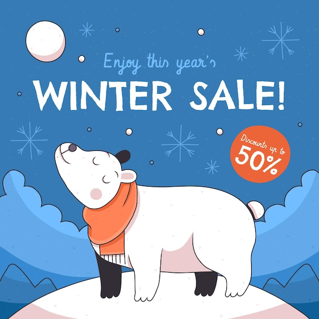 Illustration De Vente D'hiver Dessinés à La Main