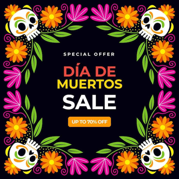 Vecteur gratuit illustration de vente plat dia de muertos