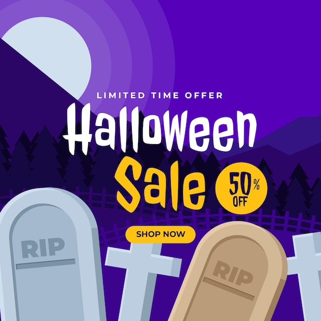 Illustration De Vente Plat Halloween