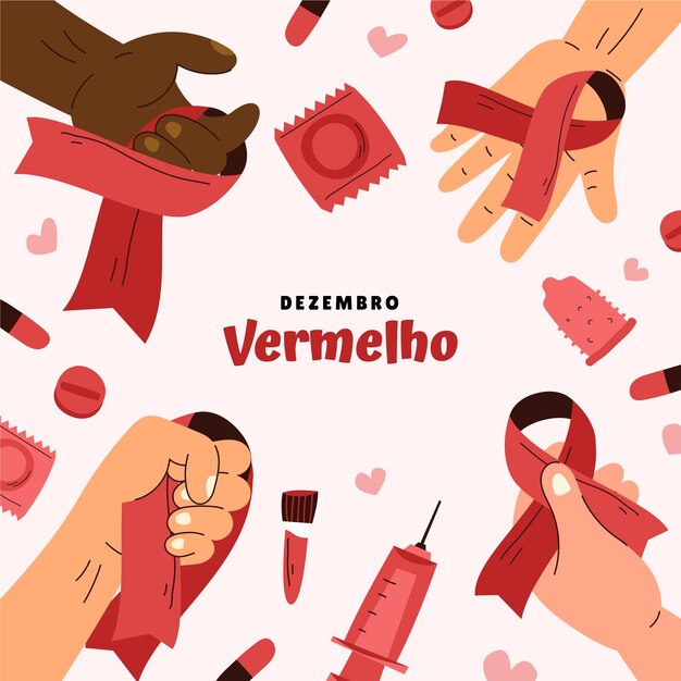 Vecteur gratuit illustration de vermelho dezembro dessiné à la main