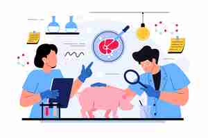 Vecteur gratuit illustration de viande cultivée en laboratoire dessinée à la main