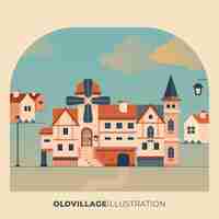 Vecteur gratuit illustration de vieux village design plat