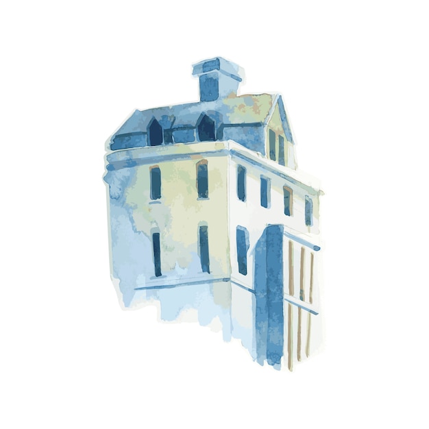 Illustration de la ville méditerranéenne bâtiment style de couleur de l&#39;eau extérieure