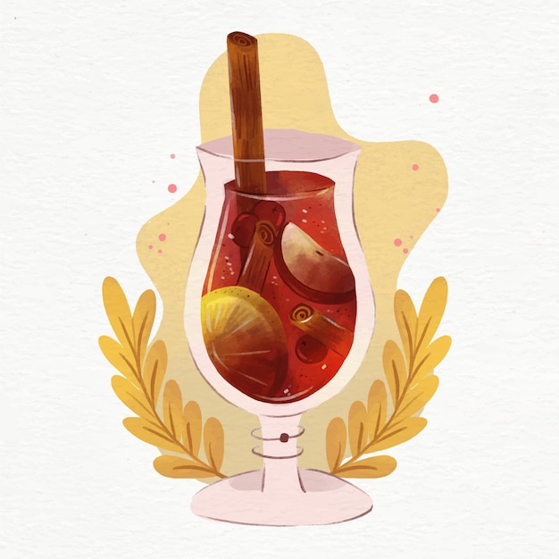 Vecteur gratuit illustration de vin chaud aquarelle