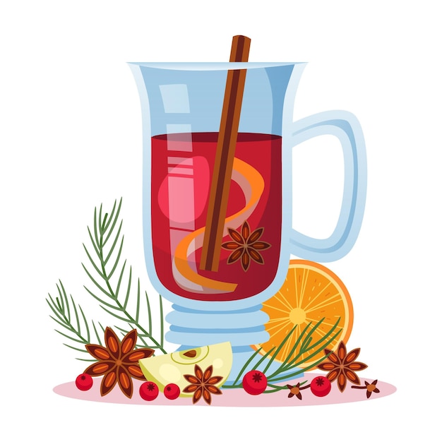 Vecteur gratuit illustration de vin chaud plat dessiné à la main