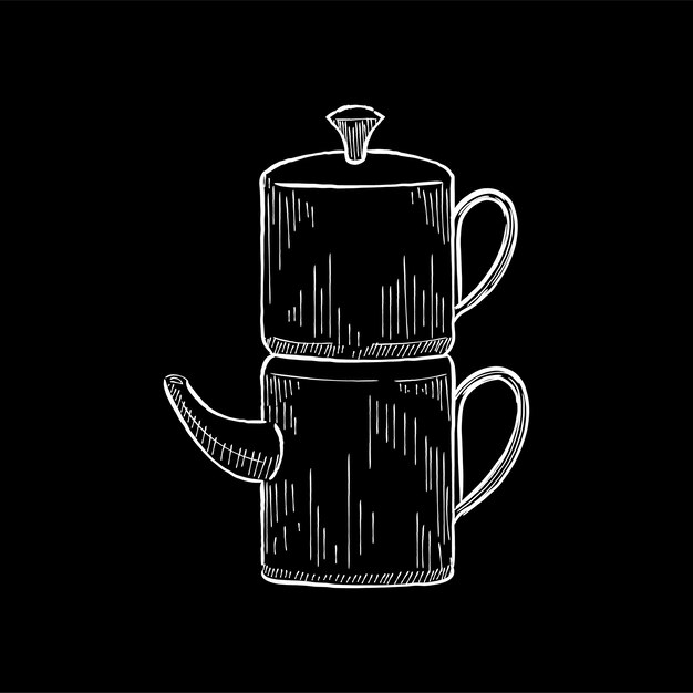 Illustration vintage d&#39;une cafetière