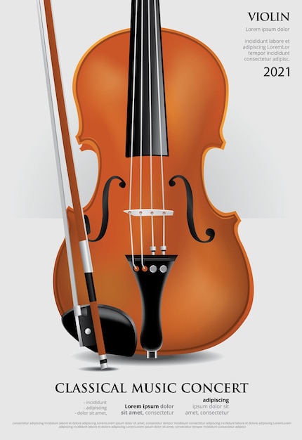 Vecteur gratuit l'illustration de violon d'affiche de concept de musique classique