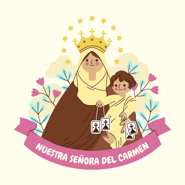 Illustration De La Virgen Del Carmen