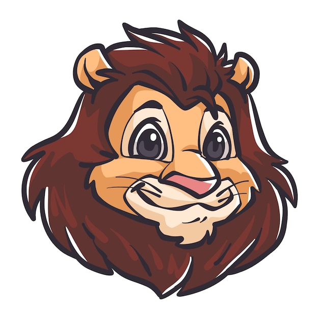 Vecteur gratuit illustration de visage de lion dessin animé dessiné à la main