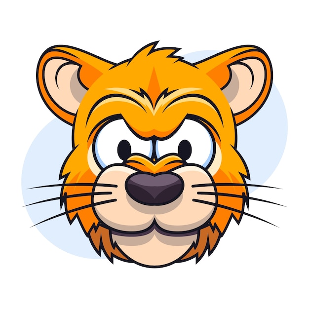 Vecteur gratuit illustration de visage de lion dessin animé dessiné à la main