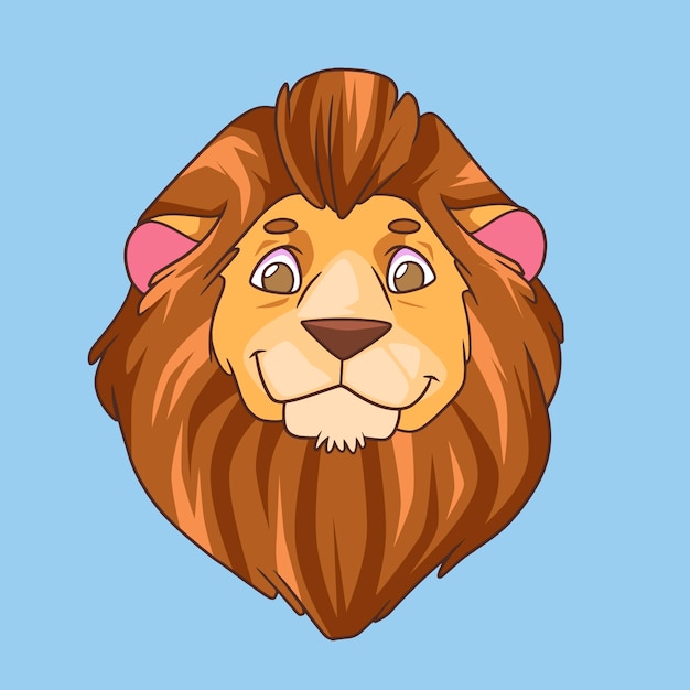 Illustration De Visage De Lion Dessin Animé Dessiné à La Main