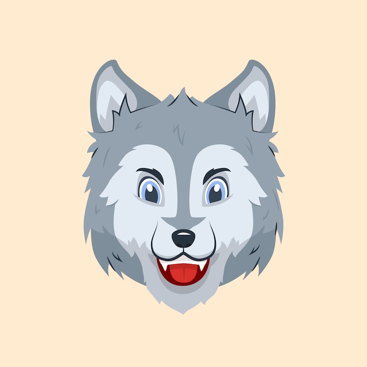 Vecteur gratuit illustration de visage de loup dessin animé dessiné à la main