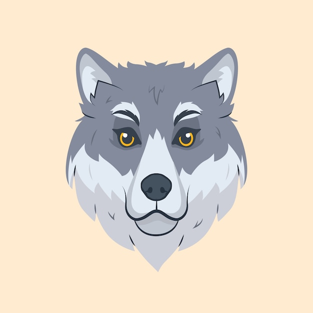 Vecteur gratuit illustration de visage de loup dessin animé dessiné à la main