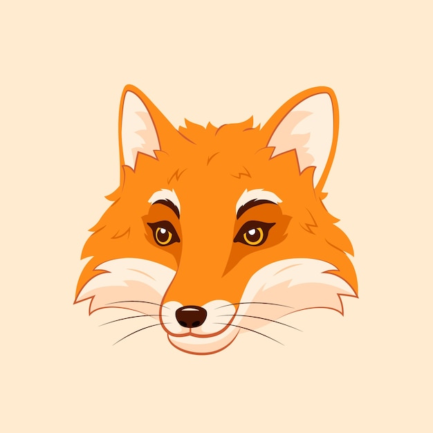 Illustration De Visage De Renard Dessin Animé Dessiné à La Main