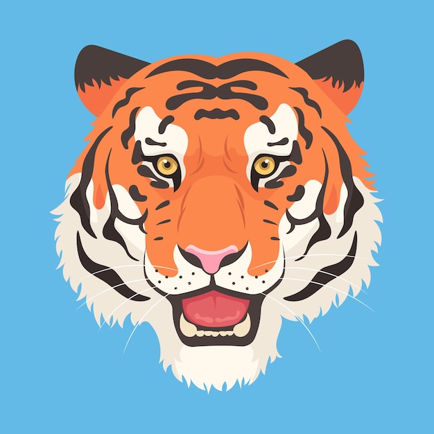 Vecteur gratuit illustration de visage de tigre dessiné à la main