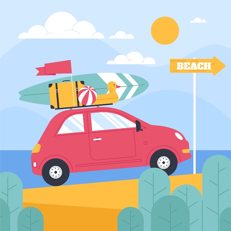 Vecteur gratuit illustration de voiture d'été design plat