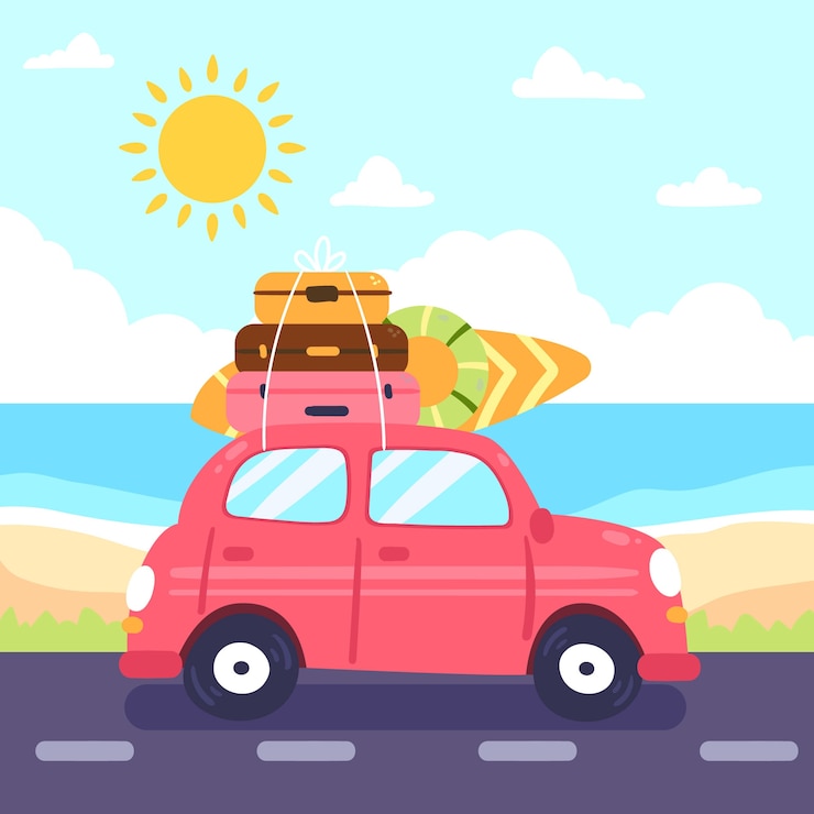 Vecteur gratuit illustration de voiture d'été dessinée à la main