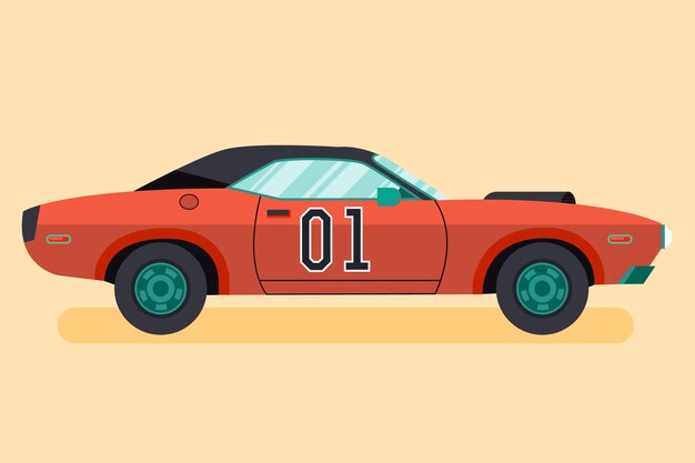 Illustration de voiture de muscle design plat
