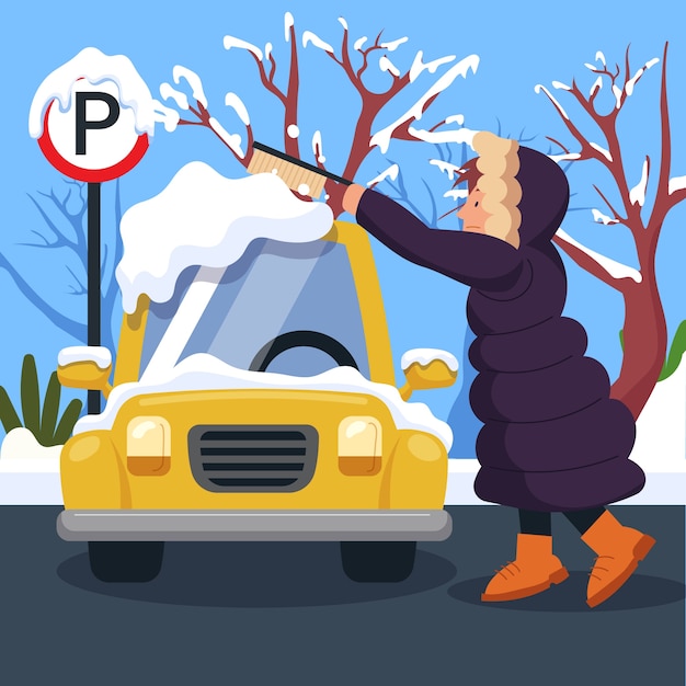 Illustration De Voiture De Neige Plate