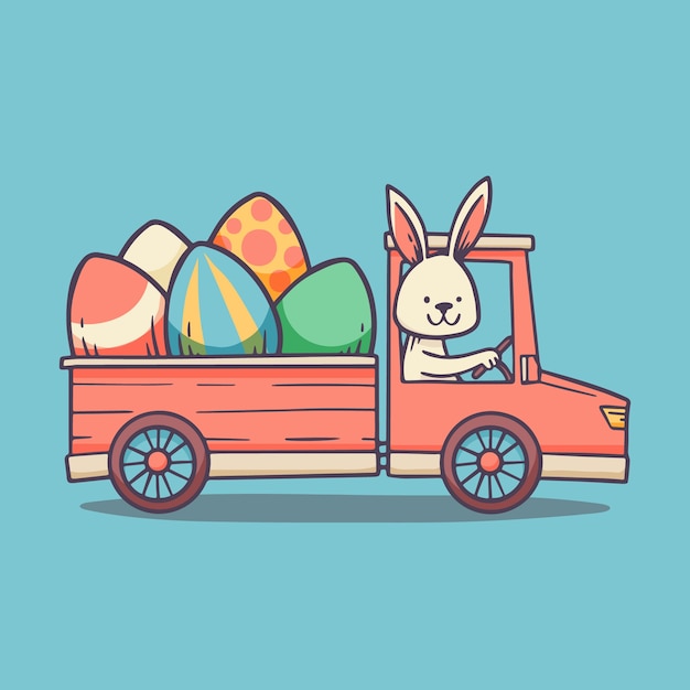 Illustration De Voiture De Pâques Dessinée à La Main