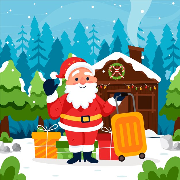 Illustration de voyage de noël plat