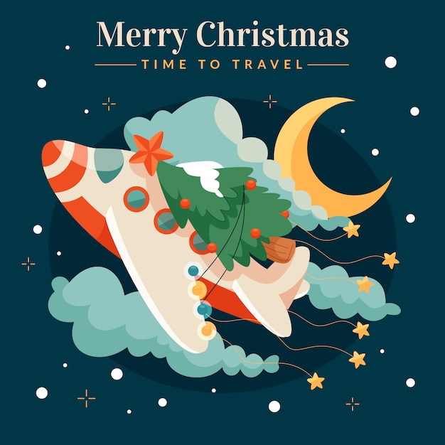 Vecteur gratuit illustration de voyage de noël plat