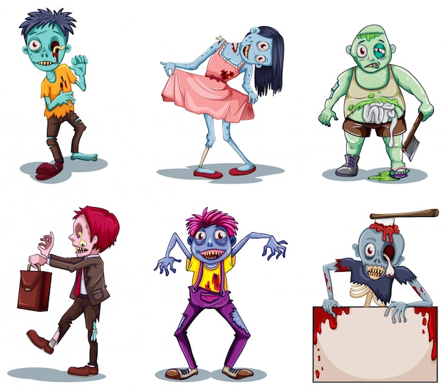 Illustration Des Zombies Effrayantes Sur Un Fond Blanc