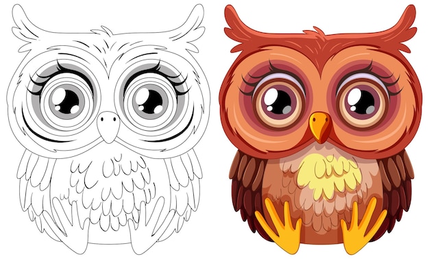 Vecteur gratuit des illustrations colorées et délicates sur le hibou