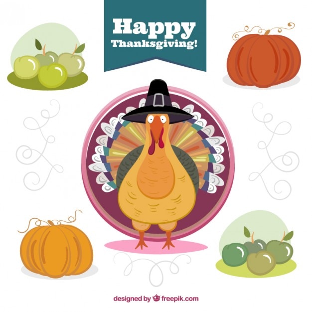 Vecteur gratuit illustrations drôles de thanksgiving