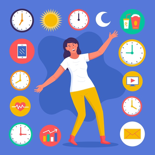 Vecteur gratuit illustrations de l'horloge concept de gestion du temps