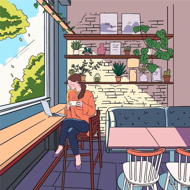 Vecteur gratuit illustrations lo-fi dessinées à la main