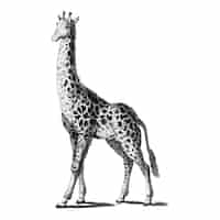 Vecteur gratuit illustrations vintages de girafe