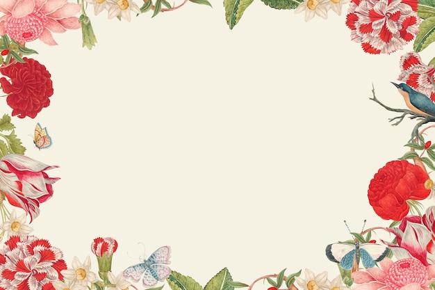 Image Vectorielle De Cadre Floral Vintage, Remixée à Partir Des œuvres D'art Du Xviiie Siècle Des Archives Smithsonian.