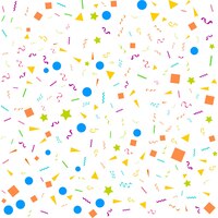 Vecteur gratuit image vectorielle fond blanc abstrait avec de nombreux petits morceaux de confettis colorés tombant et ruban carnaval décoration de noël ou du nouvel an fanions de fête colorés pour le festival d'anniversaire