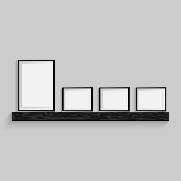 Vecteur gratuit image vierge noire affiche de modèle de cadre ensemble de cadres photo vector