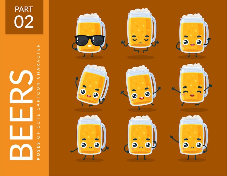 Images de dessins animés de bière. ensemble.