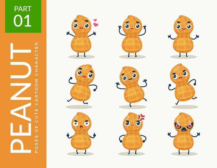 Images de mascotte de l'arachide. ensemble.