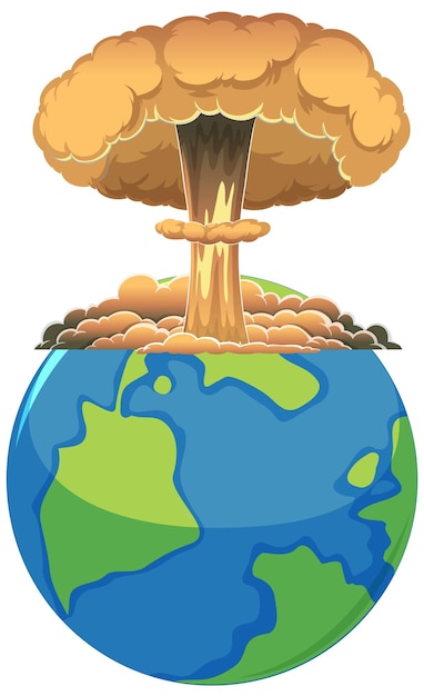 Vecteur gratuit l'impact dévastateur de la terre engloutie dans la fumée de la bombe nucléaire