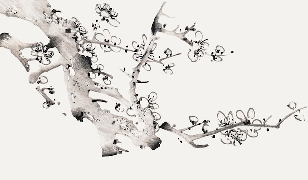 Vecteur gratuit impression d'art botanique de vecteur de fleur, remixée d'œuvres d'art de hu zhengyan