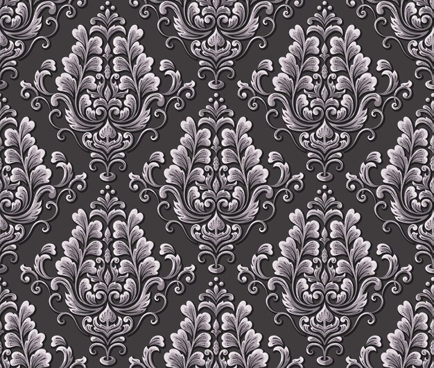 Impression de fond sans couture damassé. Modèle baroque floral exquis vintage.