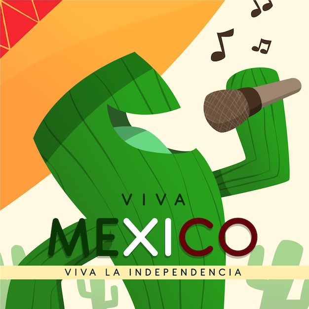 Vecteur gratuit independencia de mexico avec le chant des cactus