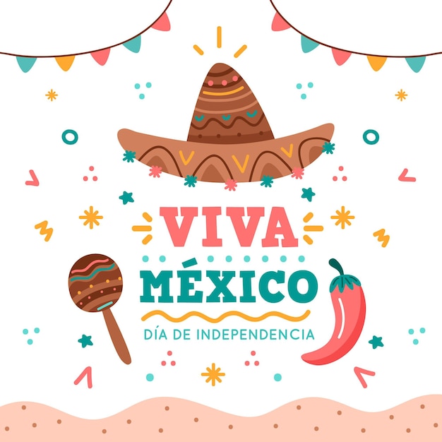 Independencia De México Avec Chapeau Et Maracas